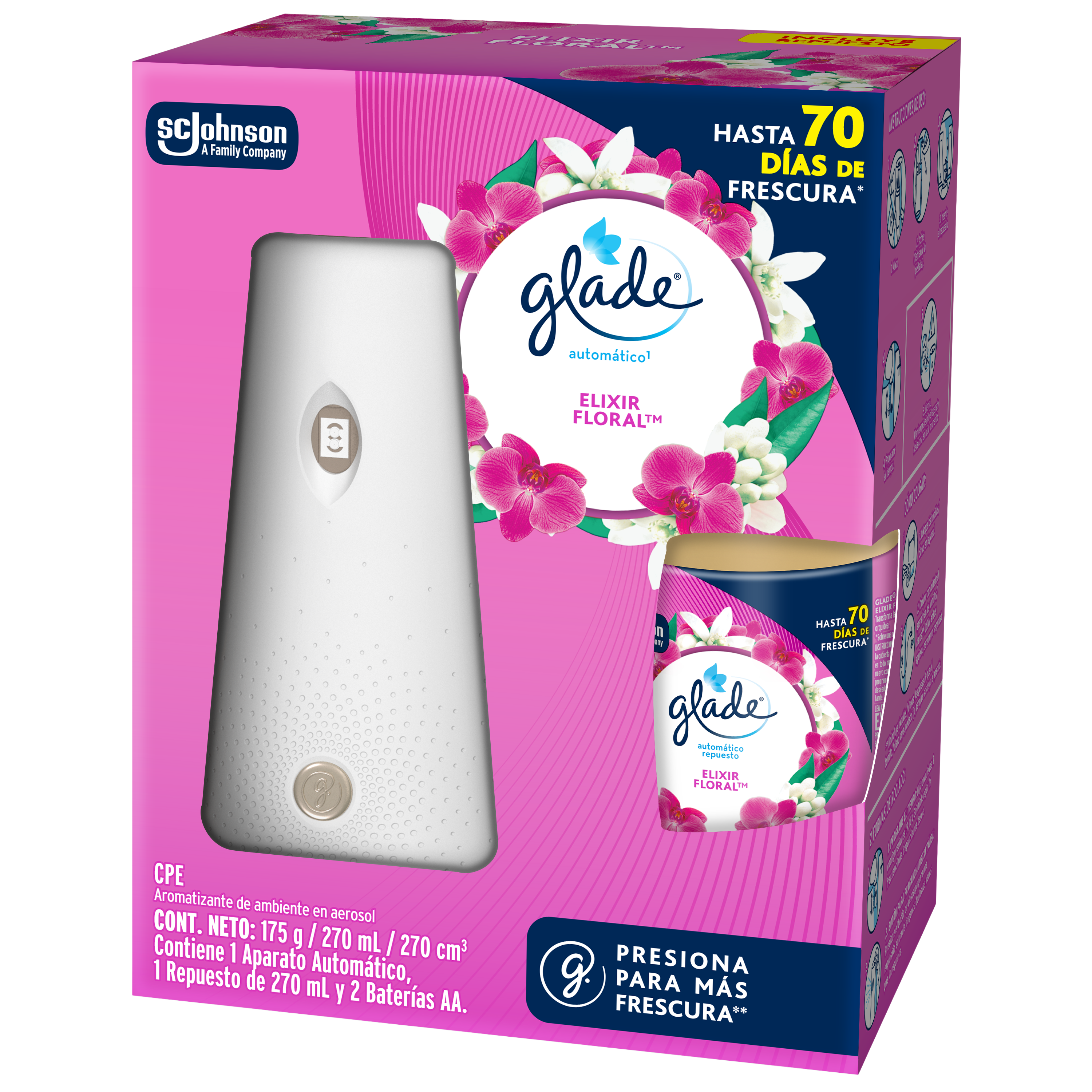 Glade Aromatizante Automático Aparato Elixir Floral 175g