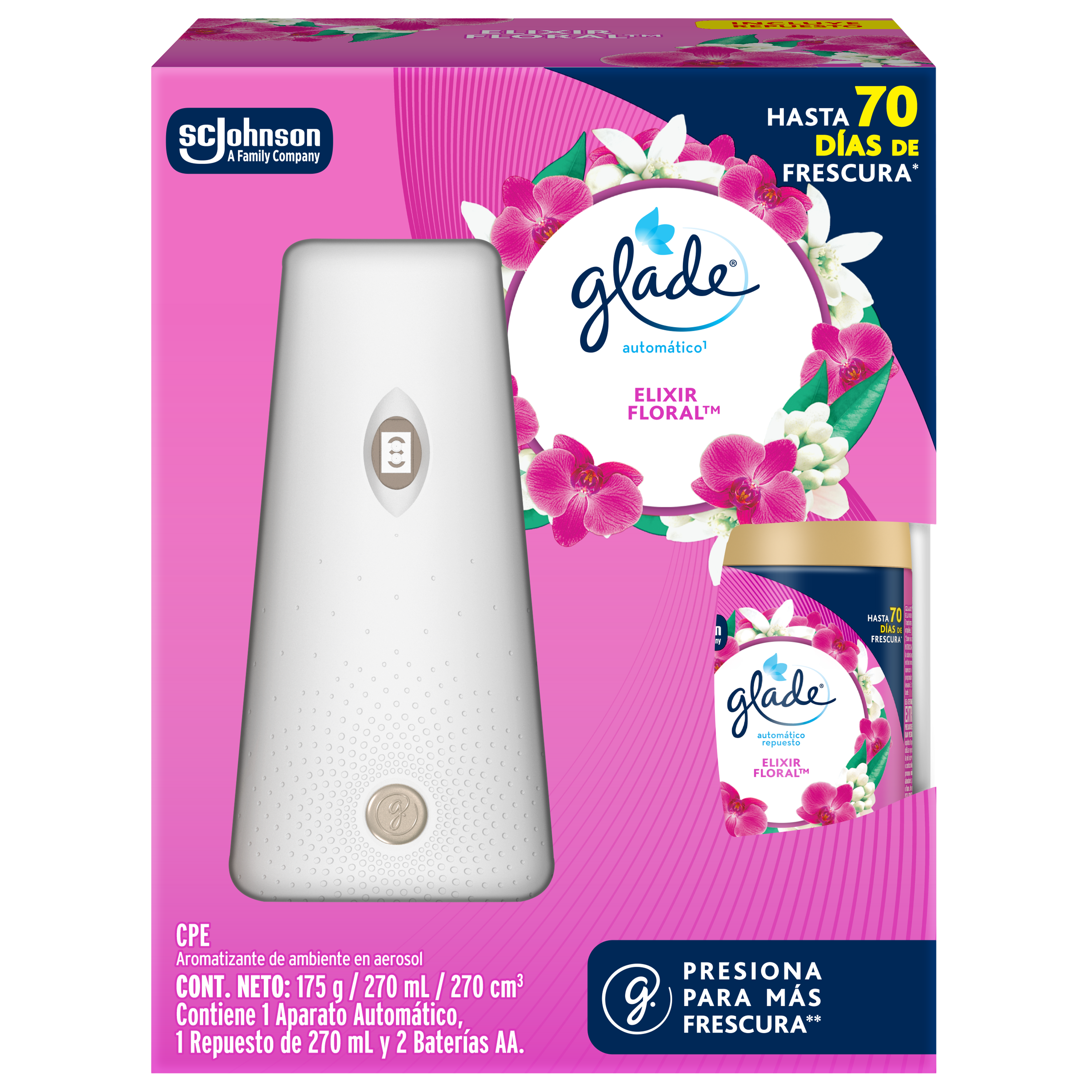 Glade Aromatizante Automático Aparato Elixir Floral 175g
