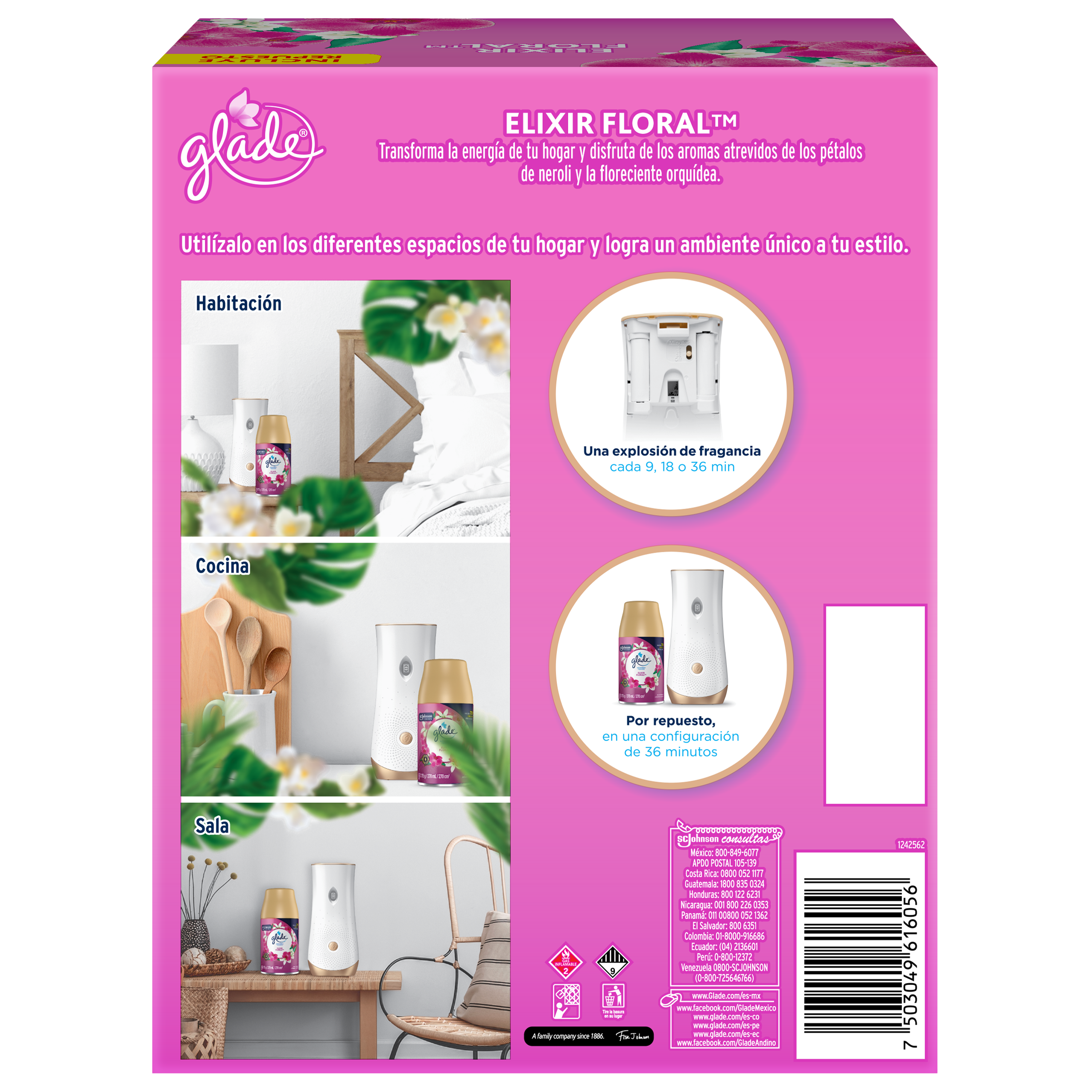 Glade Aromatizante Automático Aparato Elixir Floral 175g