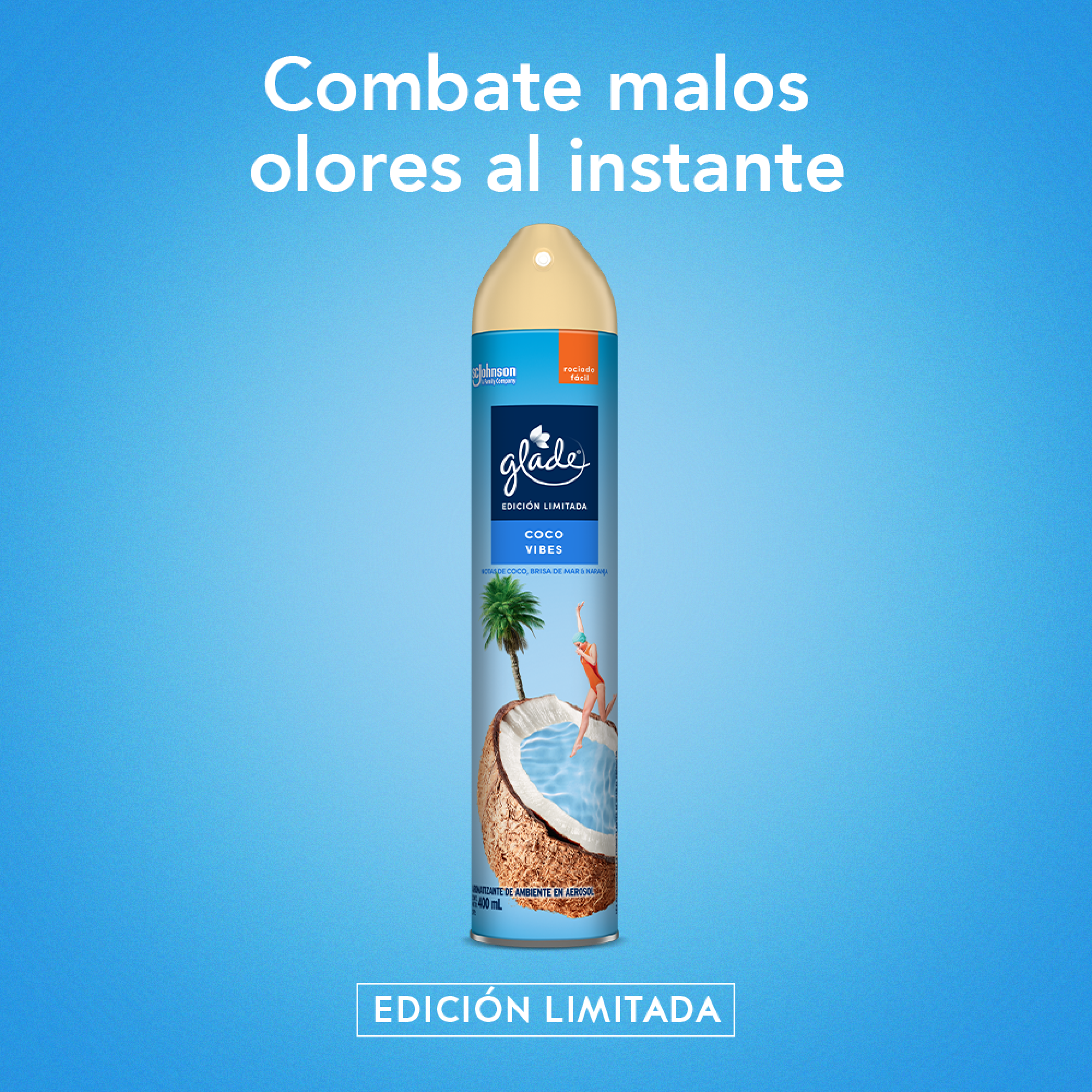 Glade Aromatizante Aerosol Coco Vibes 400 ml