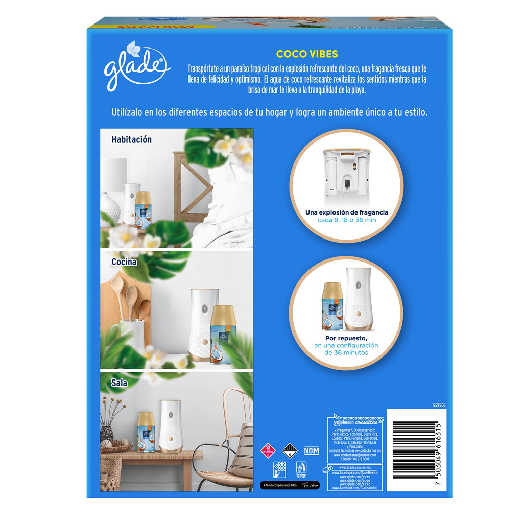 Glade Aromatizante Automático Aparato Coco Vibes 175 g
