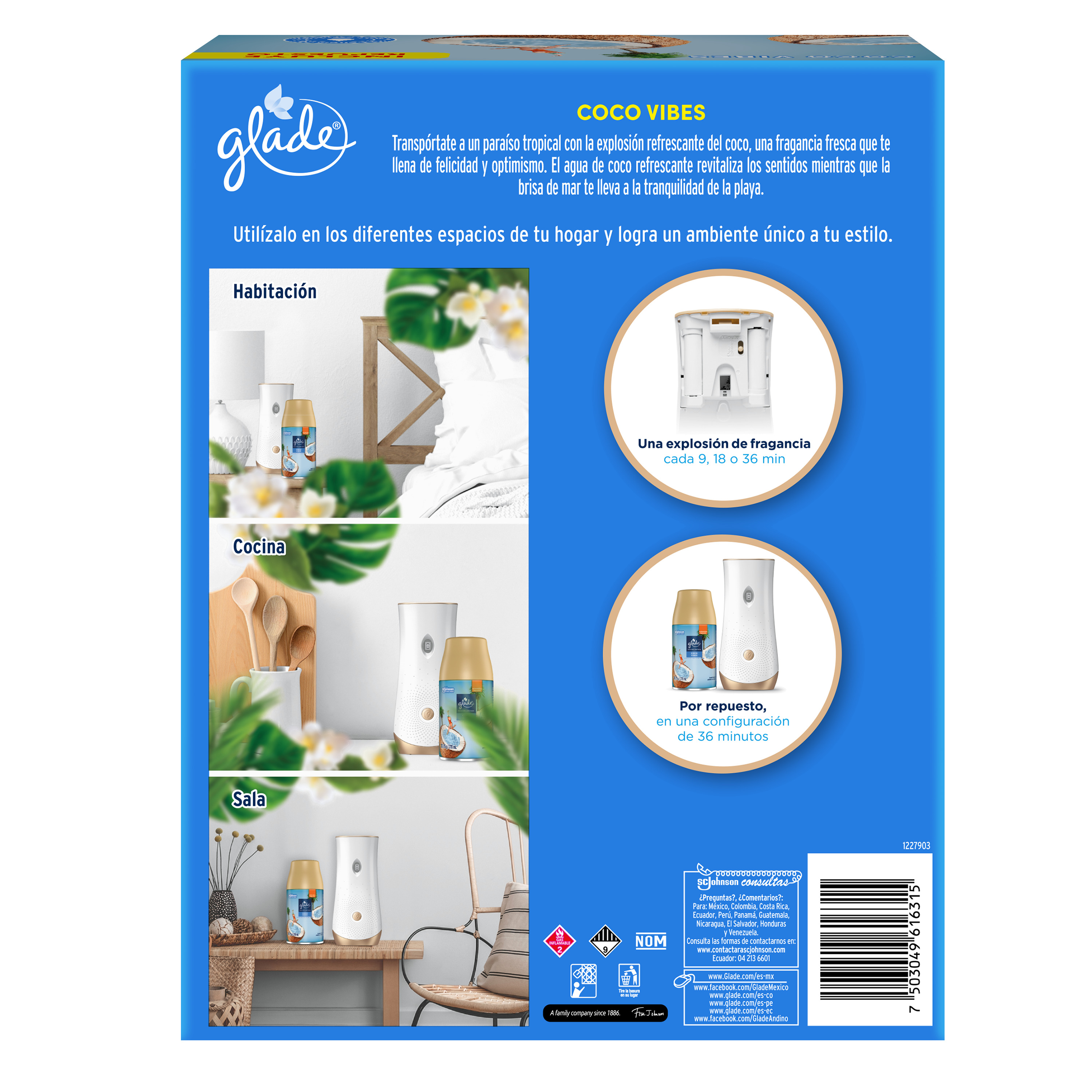 Glade Aromatizante Automático Aparato Coco Vibes 175 g