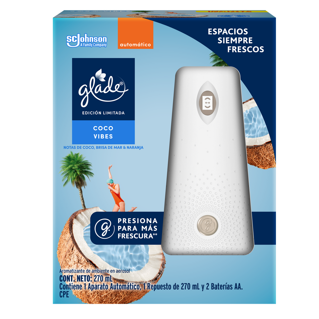 Glade Aromatizante Automático Aparato Coco Vibes 175 g