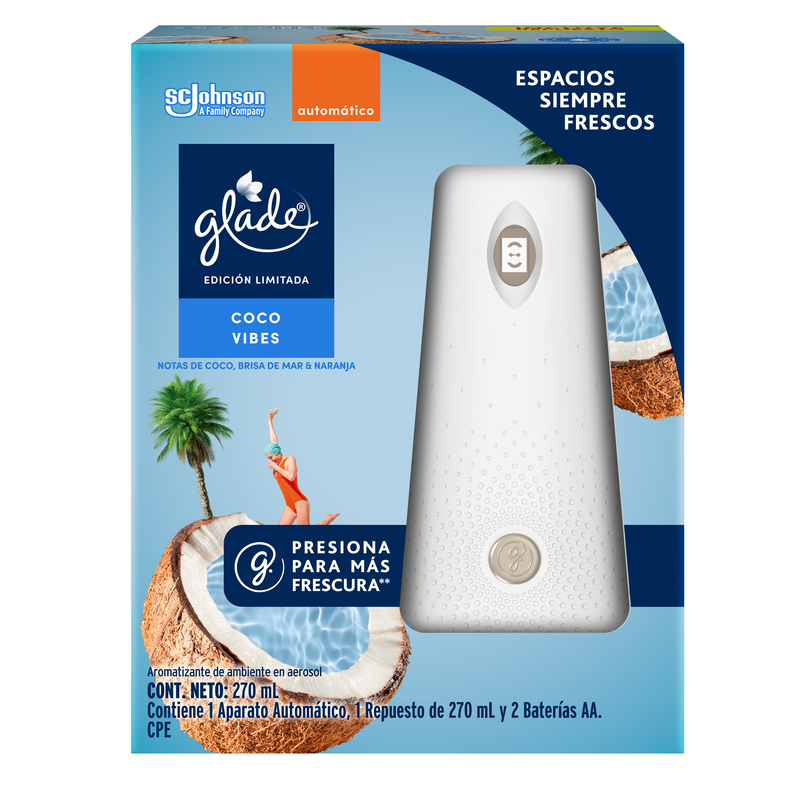 Glade Aromatizante Automático Aparato Coco Vibes 175 g