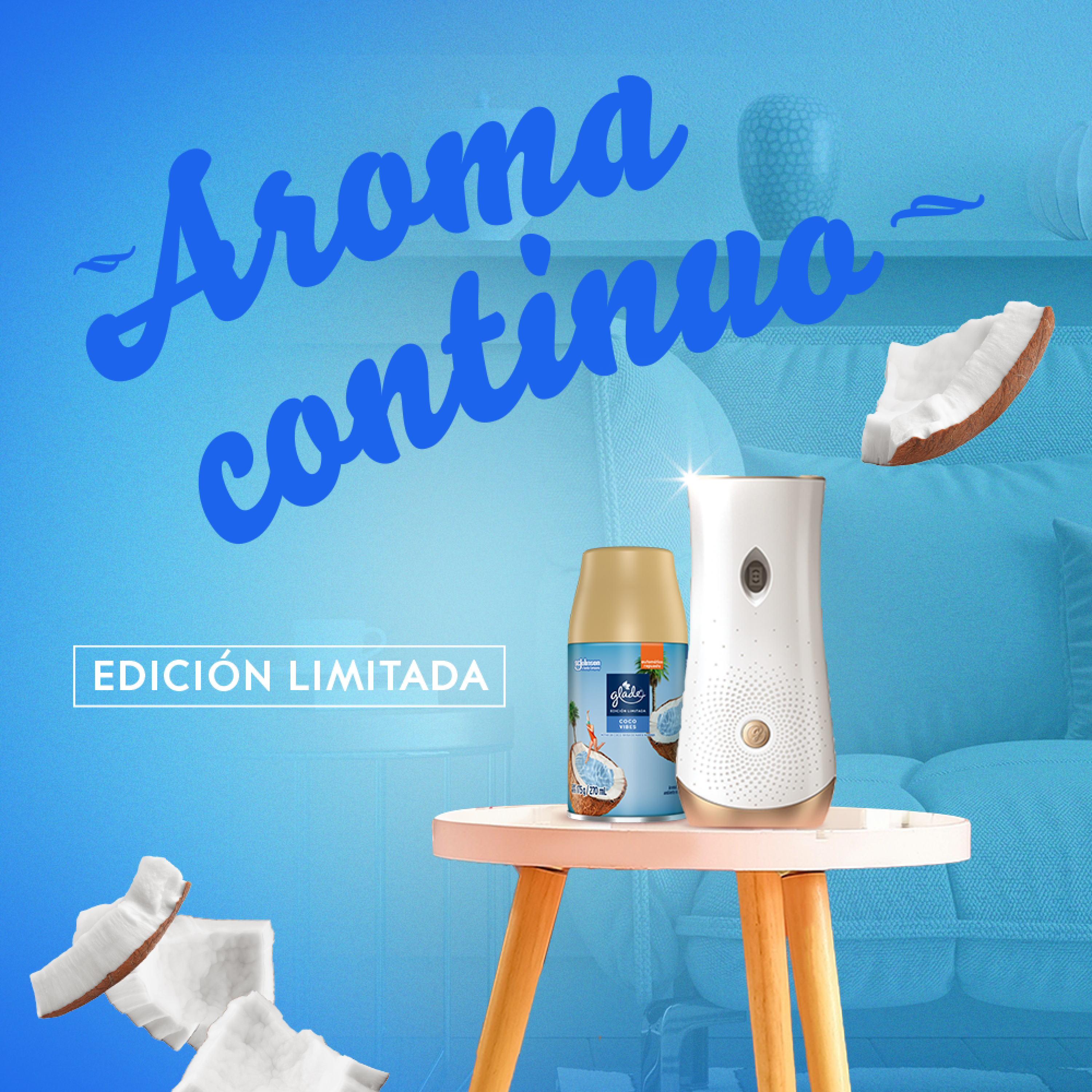 Glade ® Automático repuesto Coco Vibes, con notas de Coco, brisa de mar y Naranja 175g