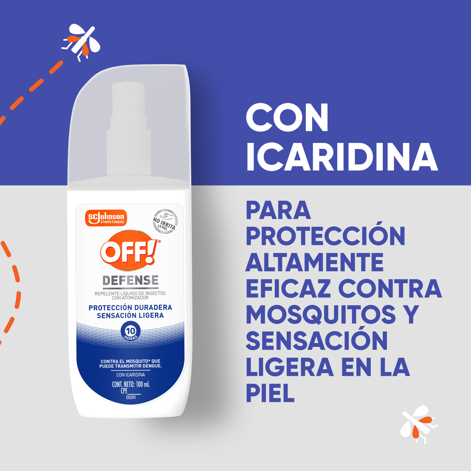 OFF! Defense Repelente Líquido de Insectos con 100 ml Atomizador