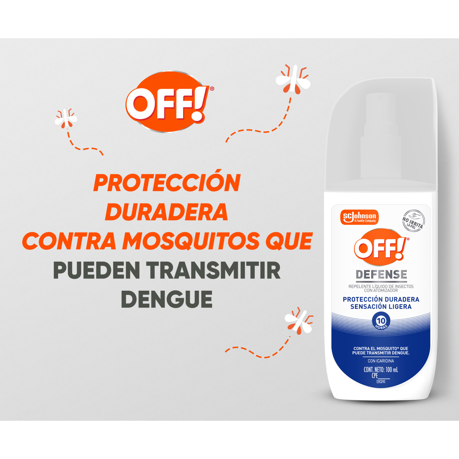OFF! Defense Repelente Líquido de Insectos con 100 ml Atomizador