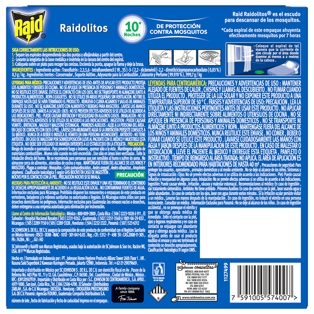 Raid Raidolitos® Verdes 10 espirales