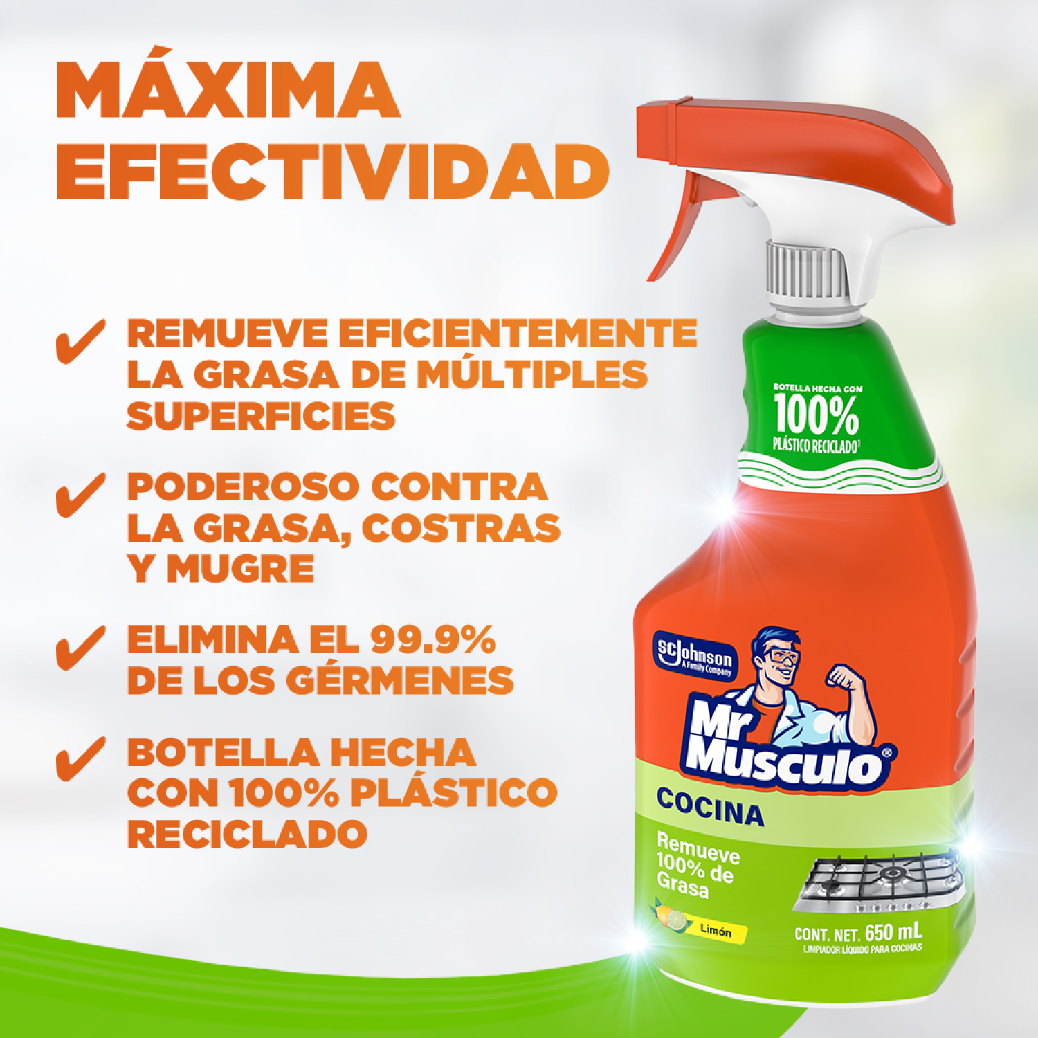 Mr. Músculo Desengrasante, Limón, Gatillo 650mL