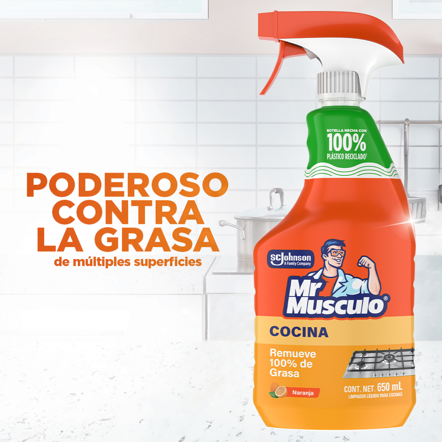 Mr. Músculo Desengrasante, Naranja, Gatillo 650mL