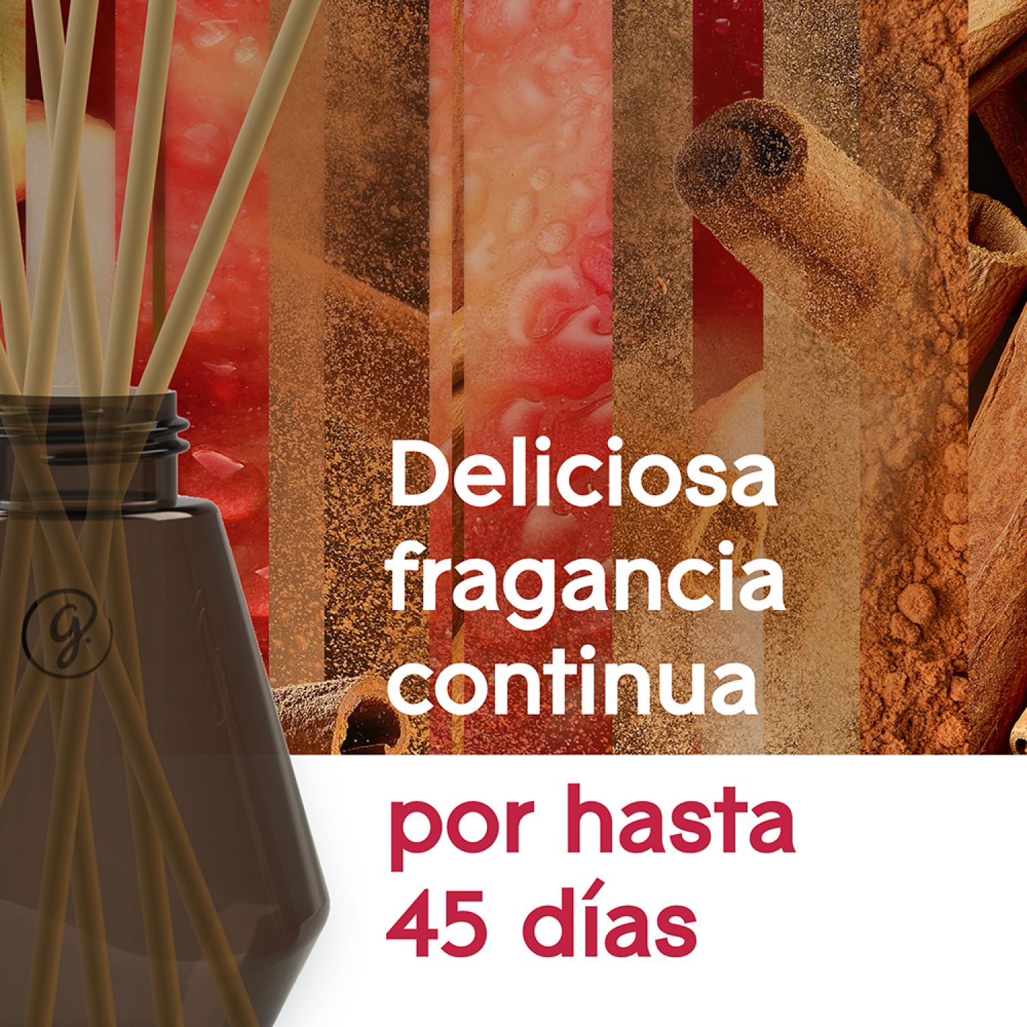 Glade Aromatizante Varitas Manzana Canela Frasco con 100 ml y 6 Varitas