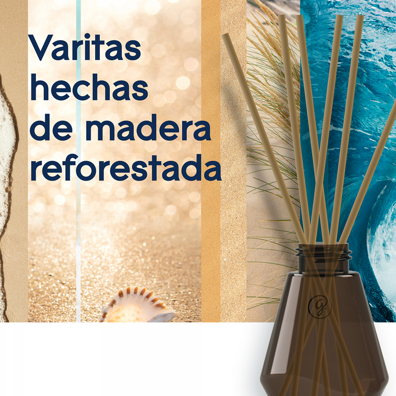 Glade Aromatizante Varitas Paraíso Azul Frasco con 100 ml y 6 Varitas