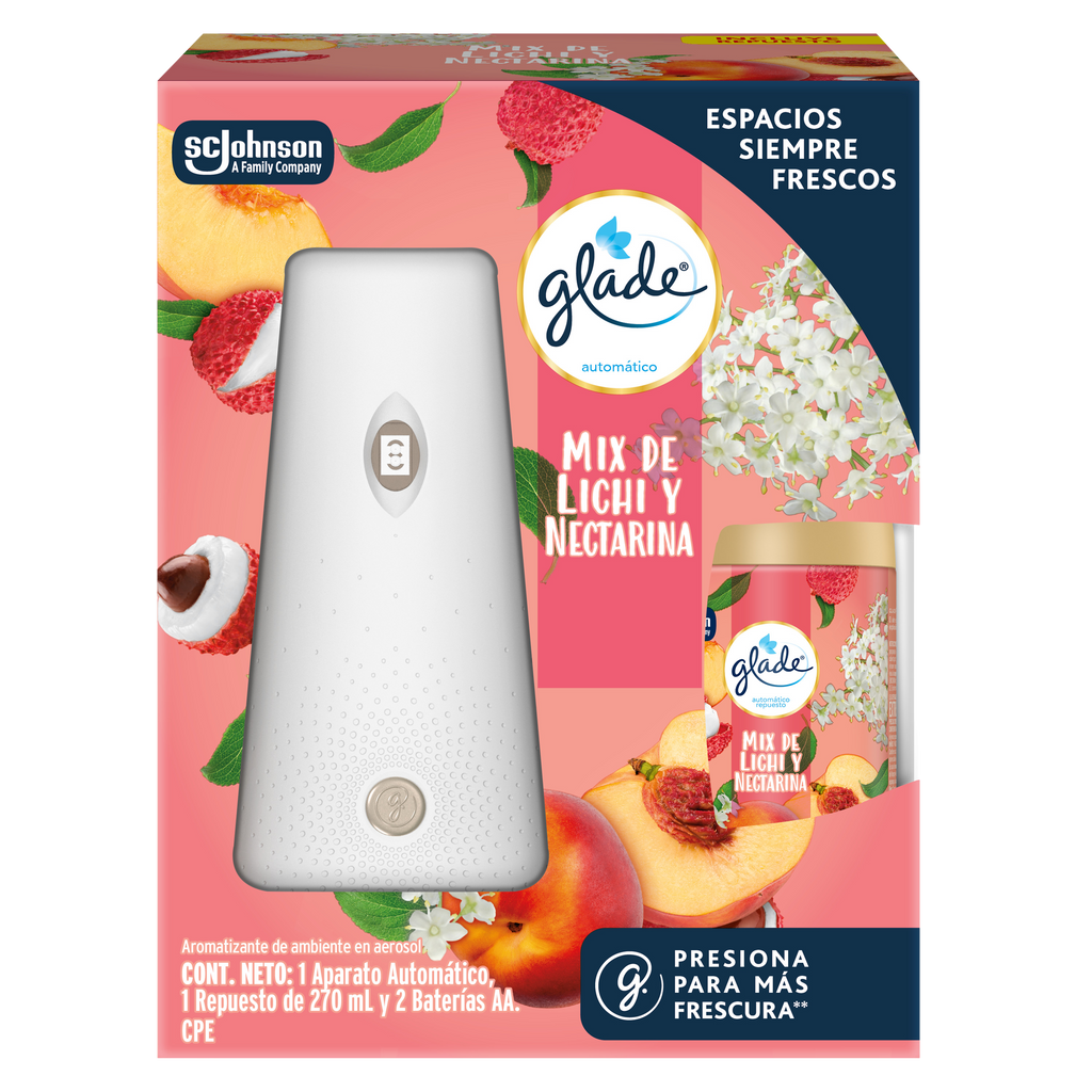 Glade Aromatizante Automático Aparato Mix de lichi y nectarina 175g