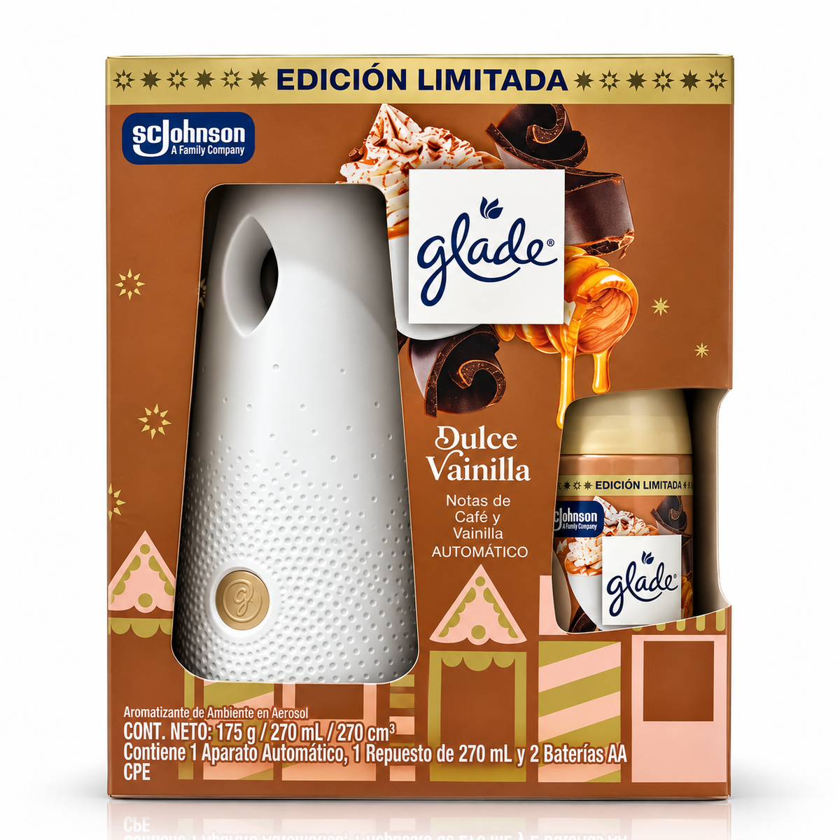Glade Aromatizante Automático Aparato + Repuesto Dulce Vainilla 175g